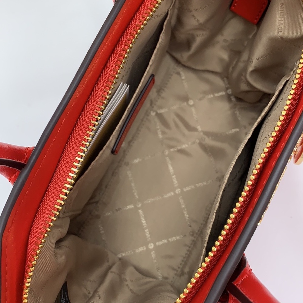 Michael Kors Avril Small Leather Top-Zip Satchel Flame color - Picture 8 of 16